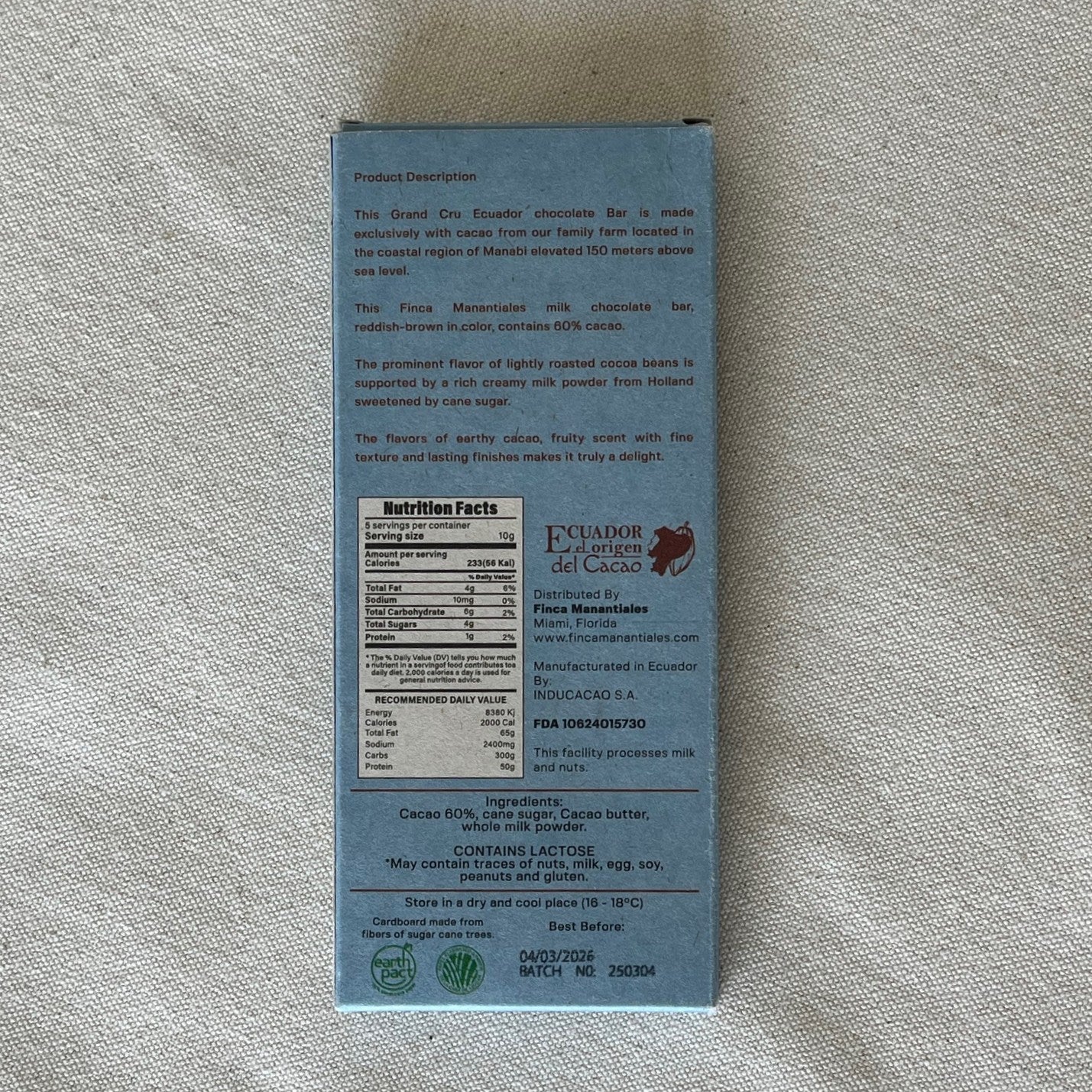 60% Dark Milk Chocolate Bar 50g