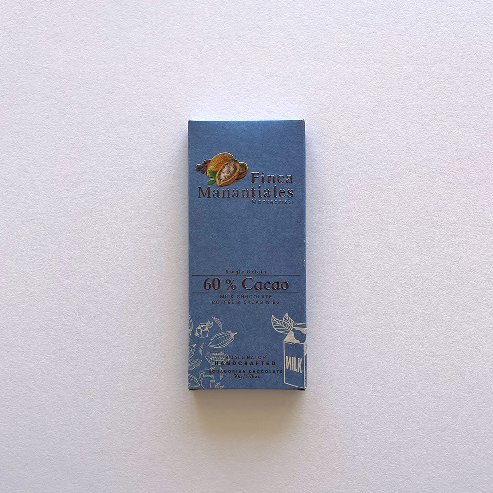 60% Dark Milk Chocolate Coffee & Nibs Bar (50g)