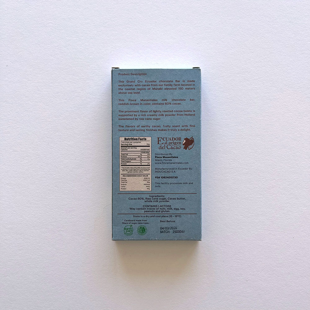 60% Dark Milk Chocolate with Panela Bar (75g)