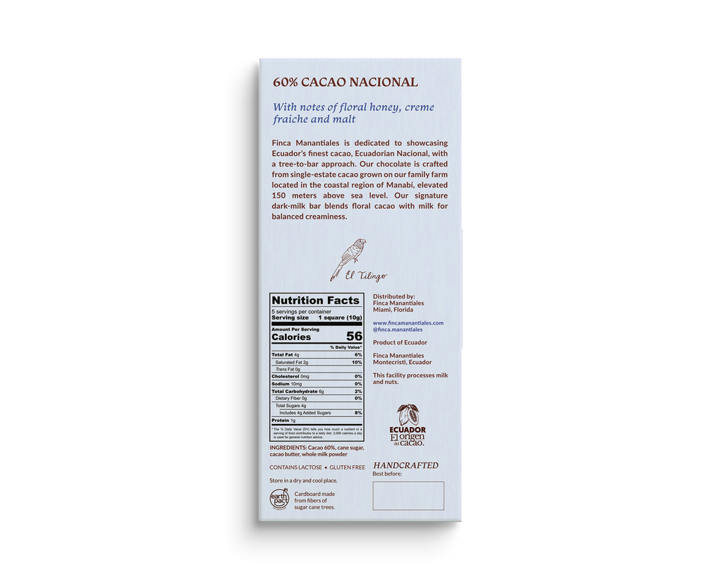 60% Dark Milk Chocolate Bar (50g)