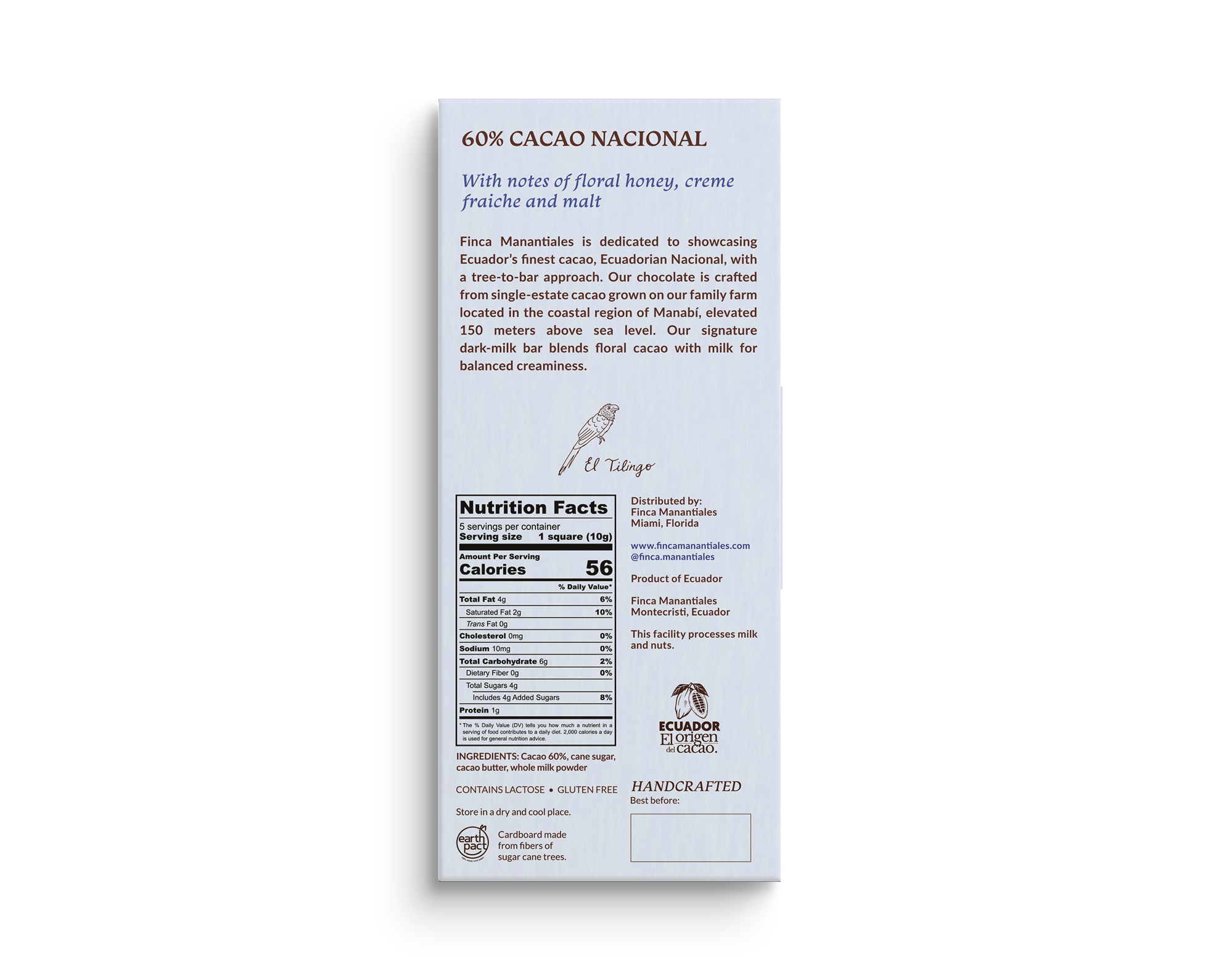 60% Dark Milk Chocolate Bar (50g)