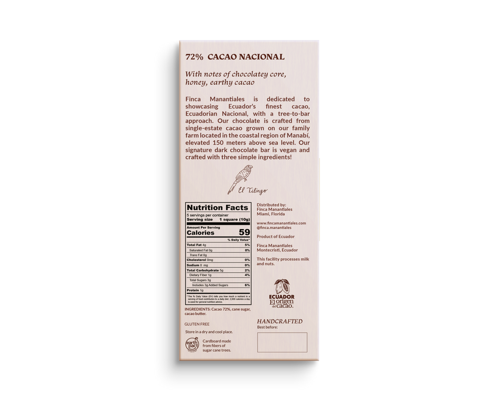 72% Dark Chocolate Bar (50g)