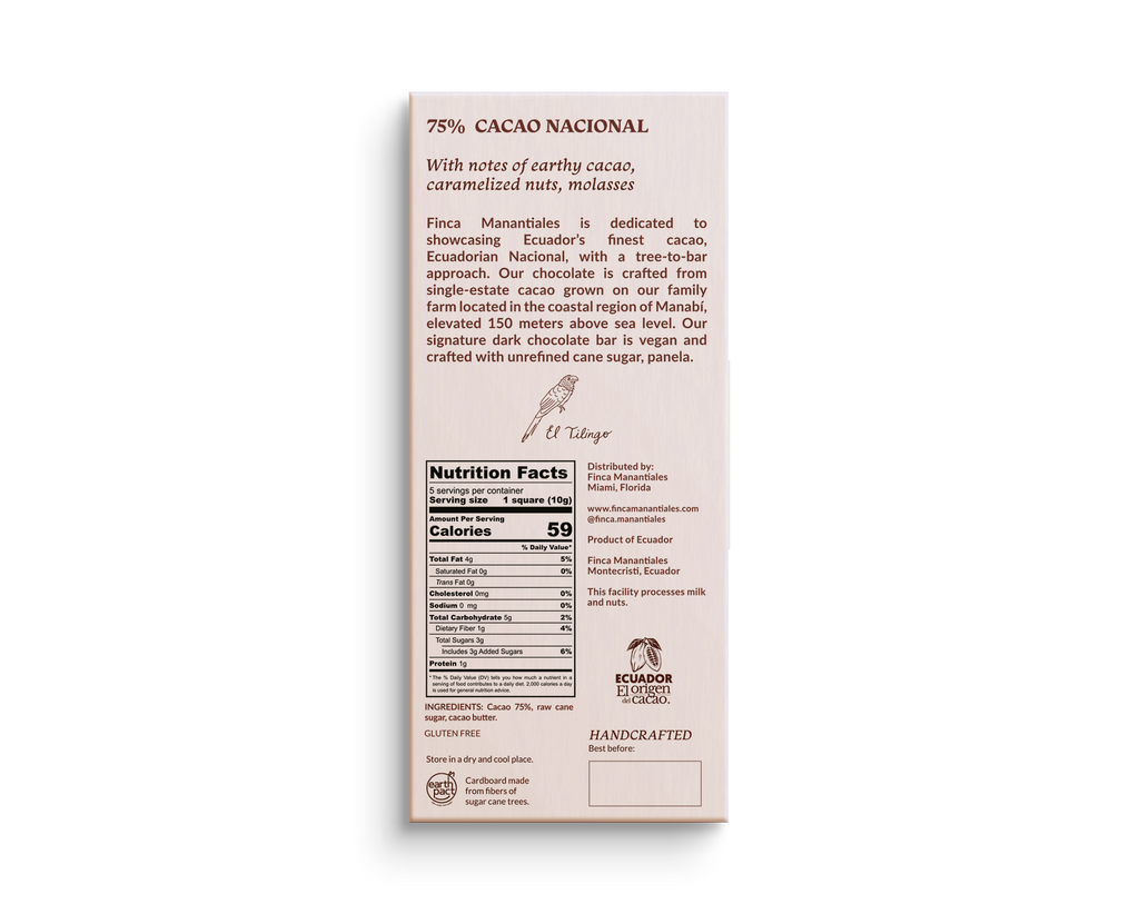 75% Dark Chocolate with Panela Bar (75g)