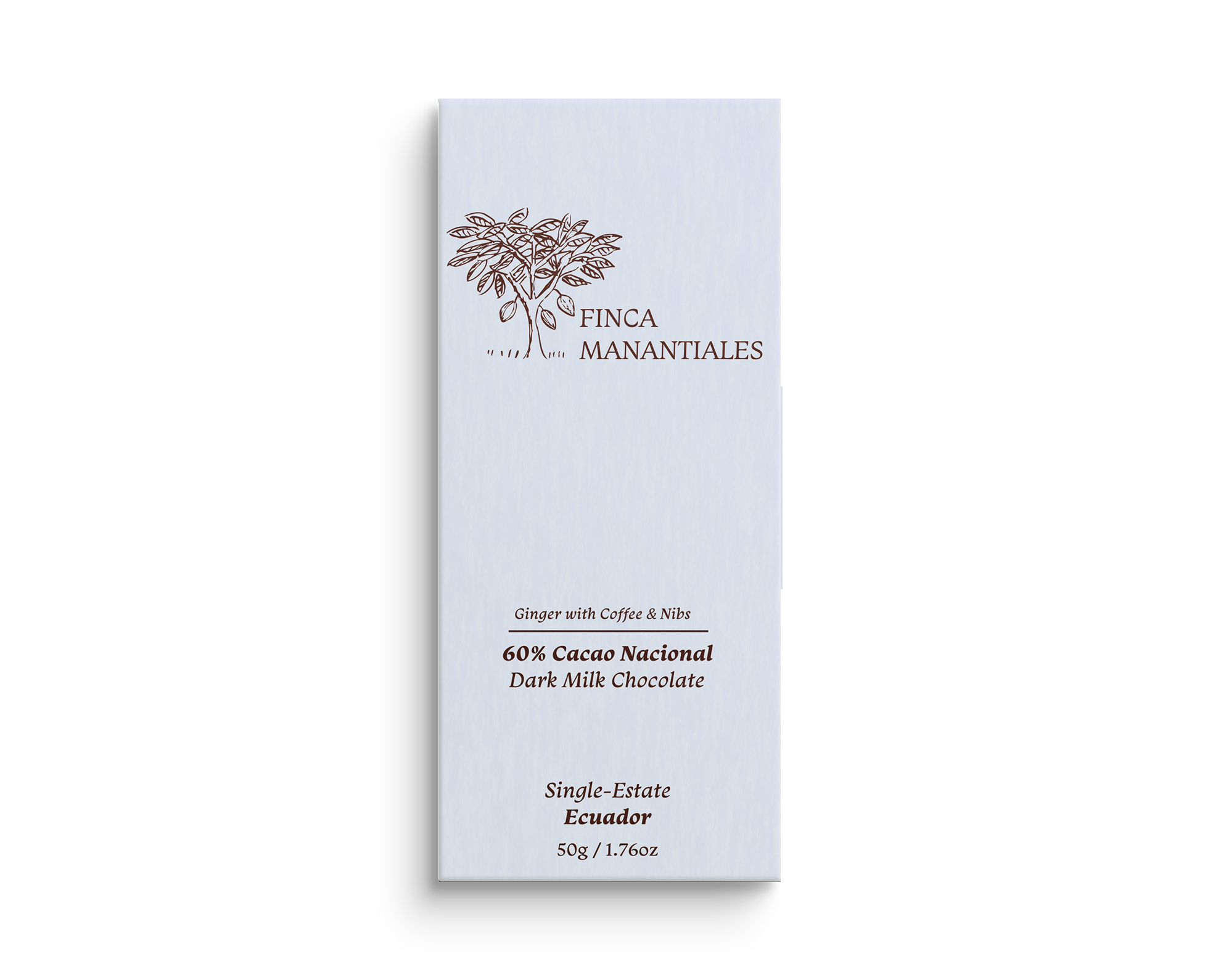 60% Dark Milk Chocolate - Ginger with Coffee & Nibs Bar (50g)
