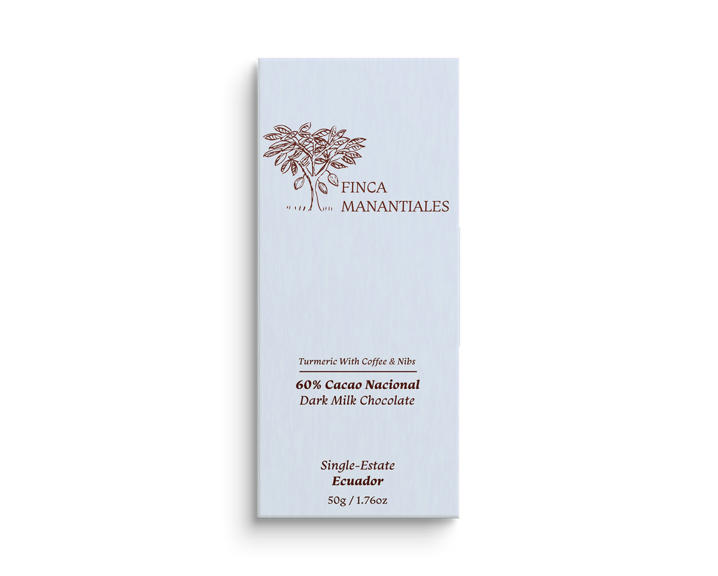 60% Dark Milk Chocolate - Turmeric with Coffee & Nibs Bar (50g)